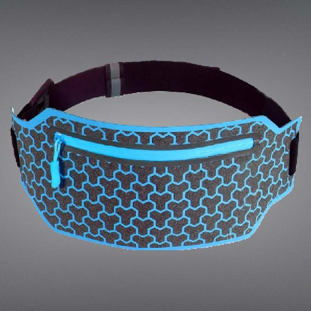 Waterproof Blue & Gray Zippered Sports Fitness and Running Waist Pack